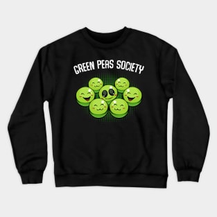 Peas - Green Peas Society - Cute Kawaii Vegan Pun Crewneck Sweatshirt